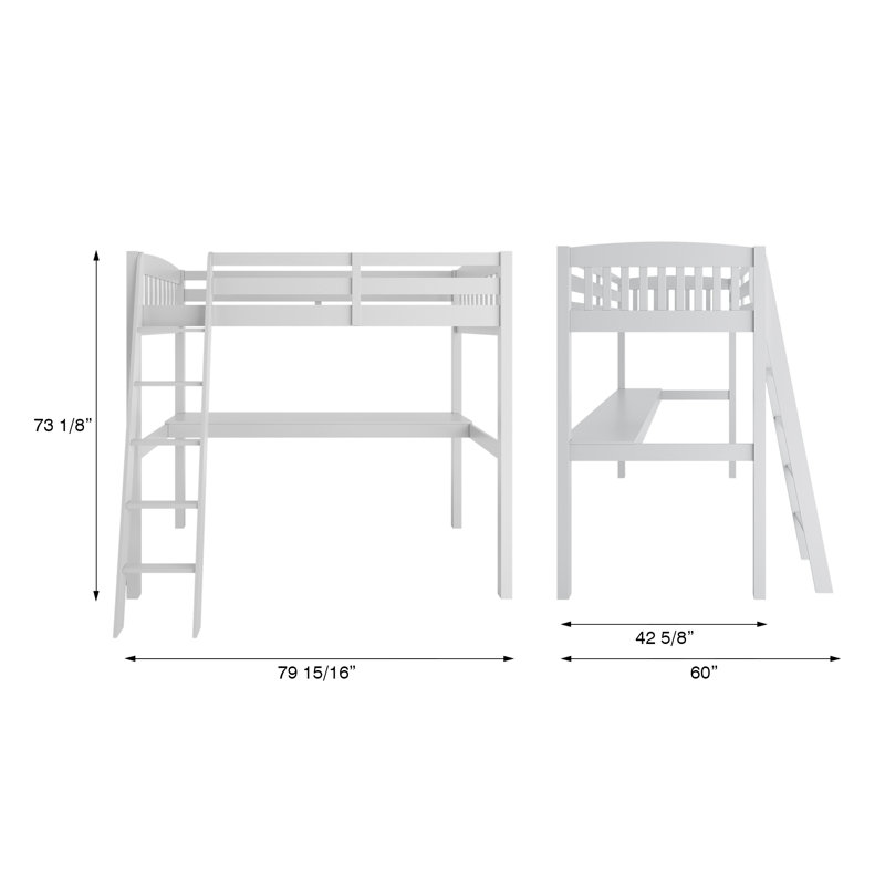 Harriet Bee Daylin Solid Wood Platforms Loft Bed with BuiltinDesk by